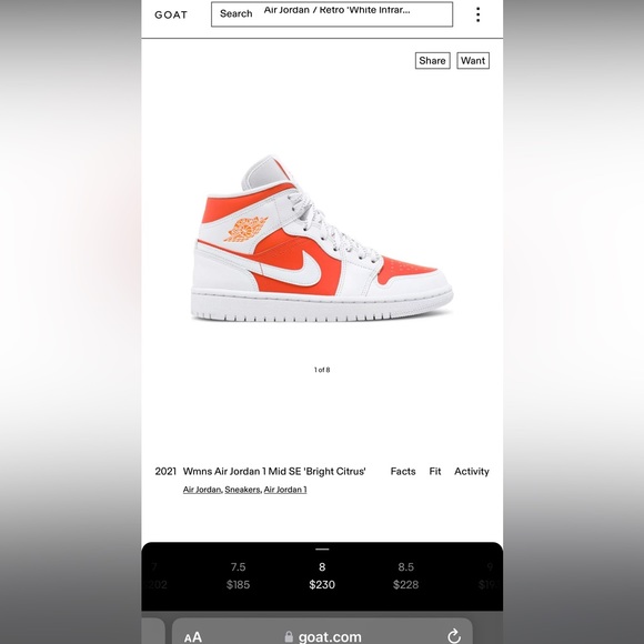 Woman’s Air Jordan 1 Mid SE bright citrus